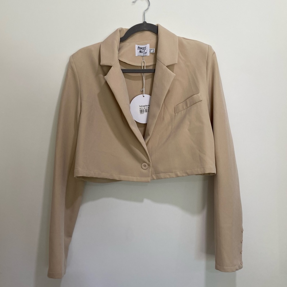 Princess Polly City Cropped Blazer Beige